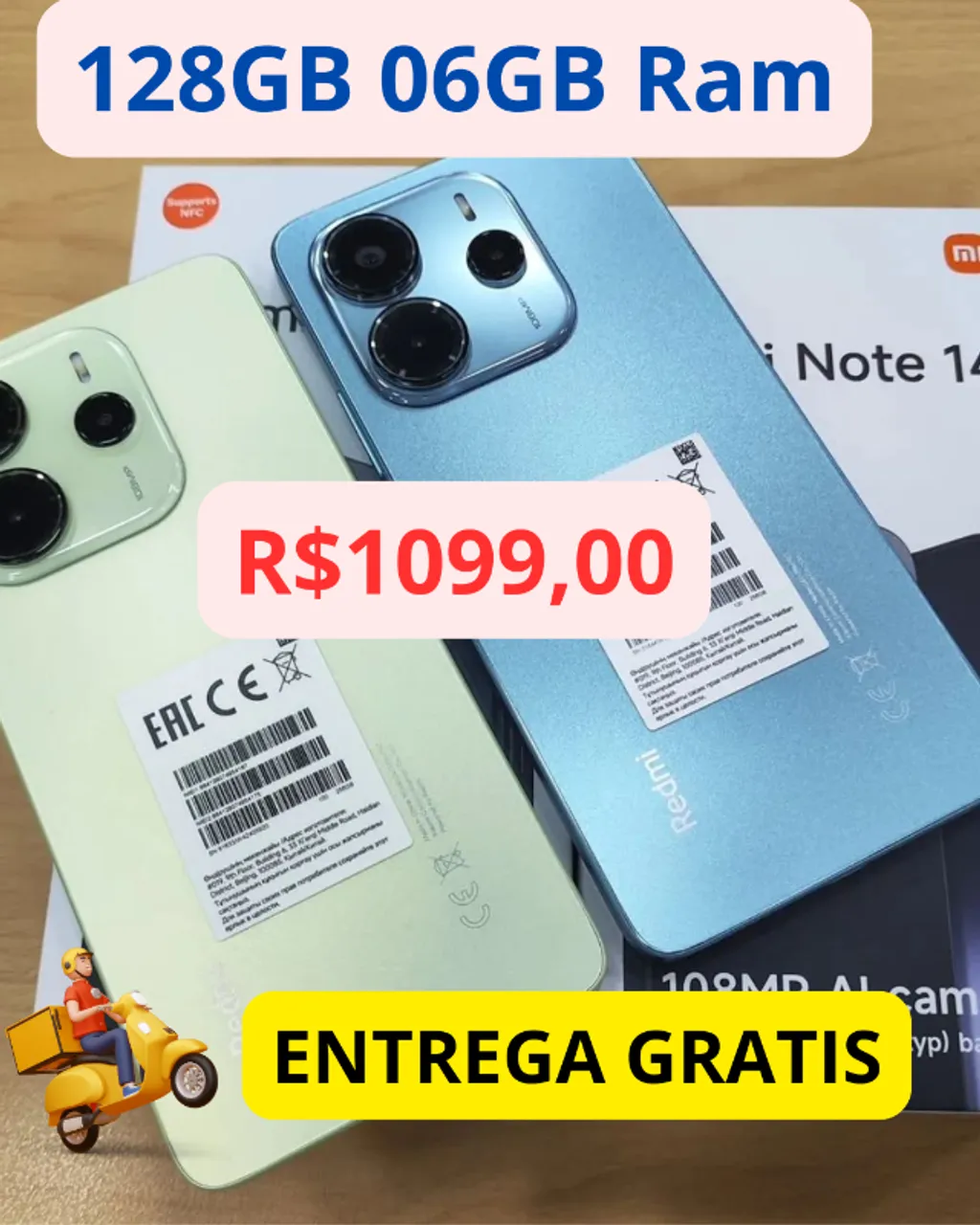 Redmi Note 14 4G 128Gb 06Gb Ram Novo Entregamos Garantia