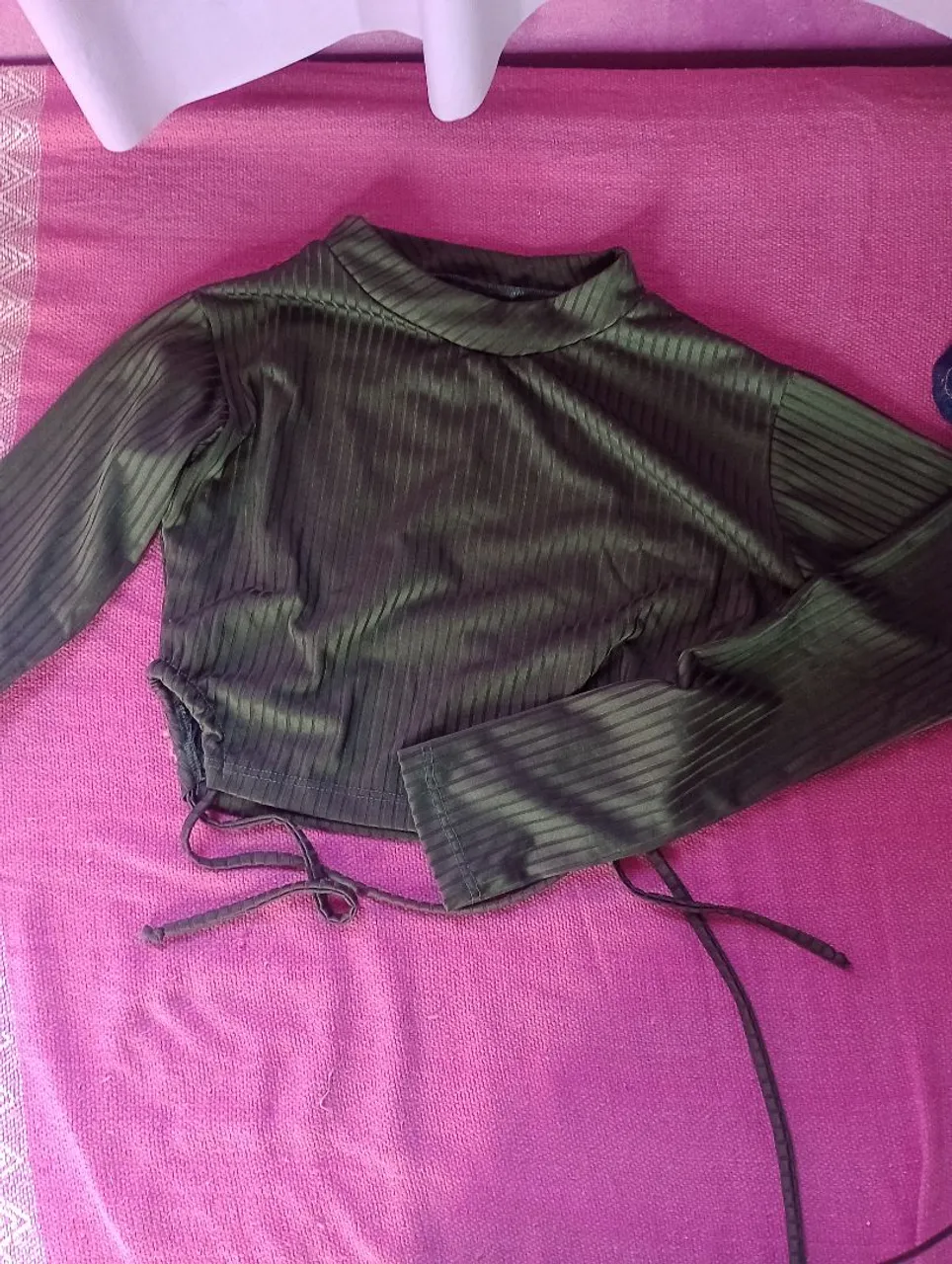 Blusa Manga Longa Verde com Amarração