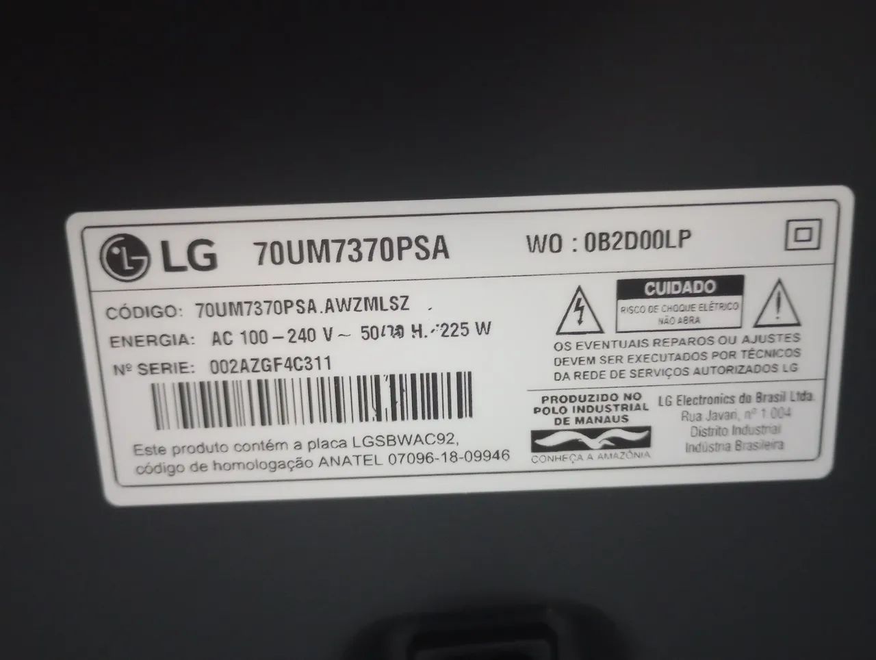 TV LG 70UM7370PSA 70 polegadas 4K Smart