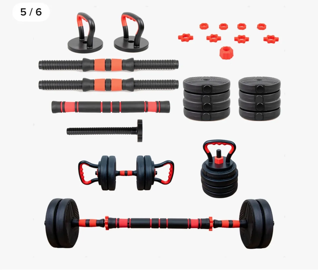 Kit de Halteres, Barras e Kettlebell 15kg - Treino Completo