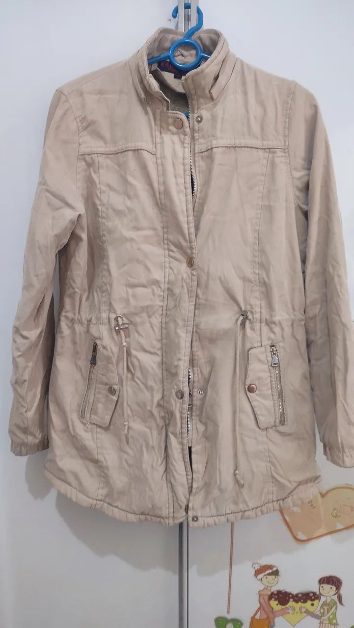 Casaco parka feminina bege