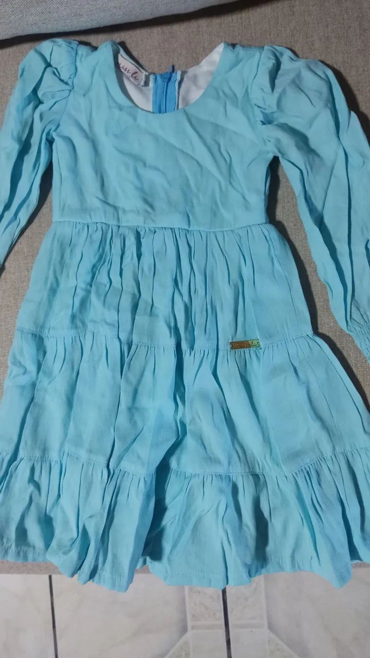 Vestido Azul Bebê Infantil (tamanho 1)