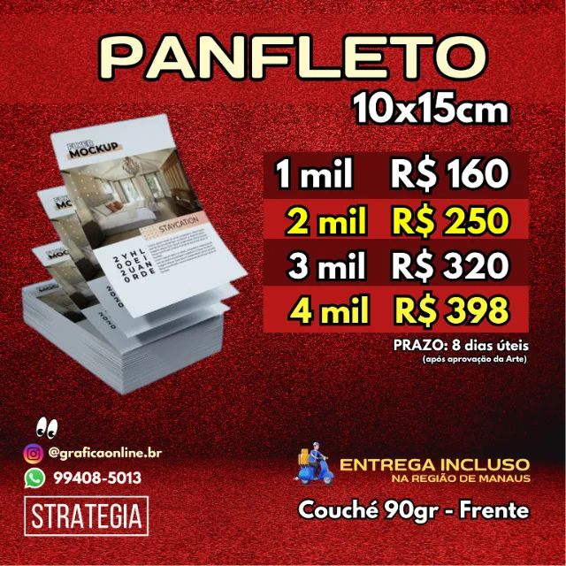 Panfletos 10x15cm com Entrega Incluso