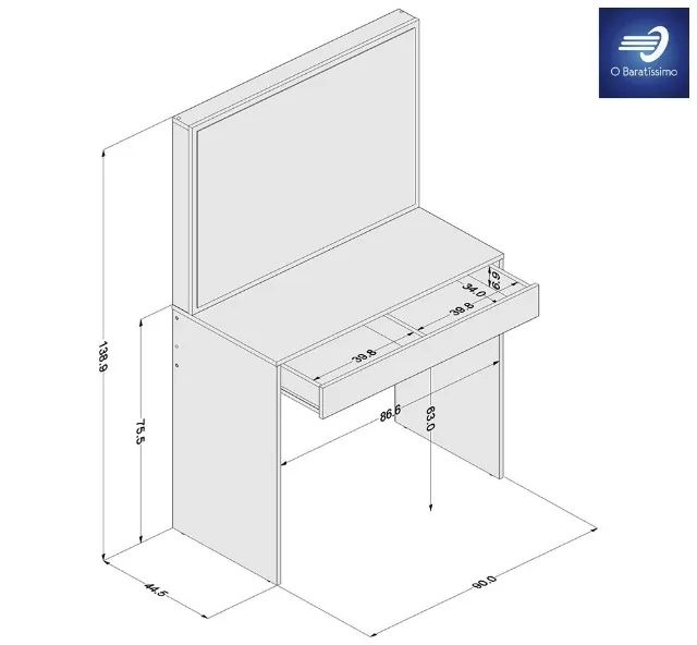 Dressing Table with Mirror and Drawer with Partition64221269785346123