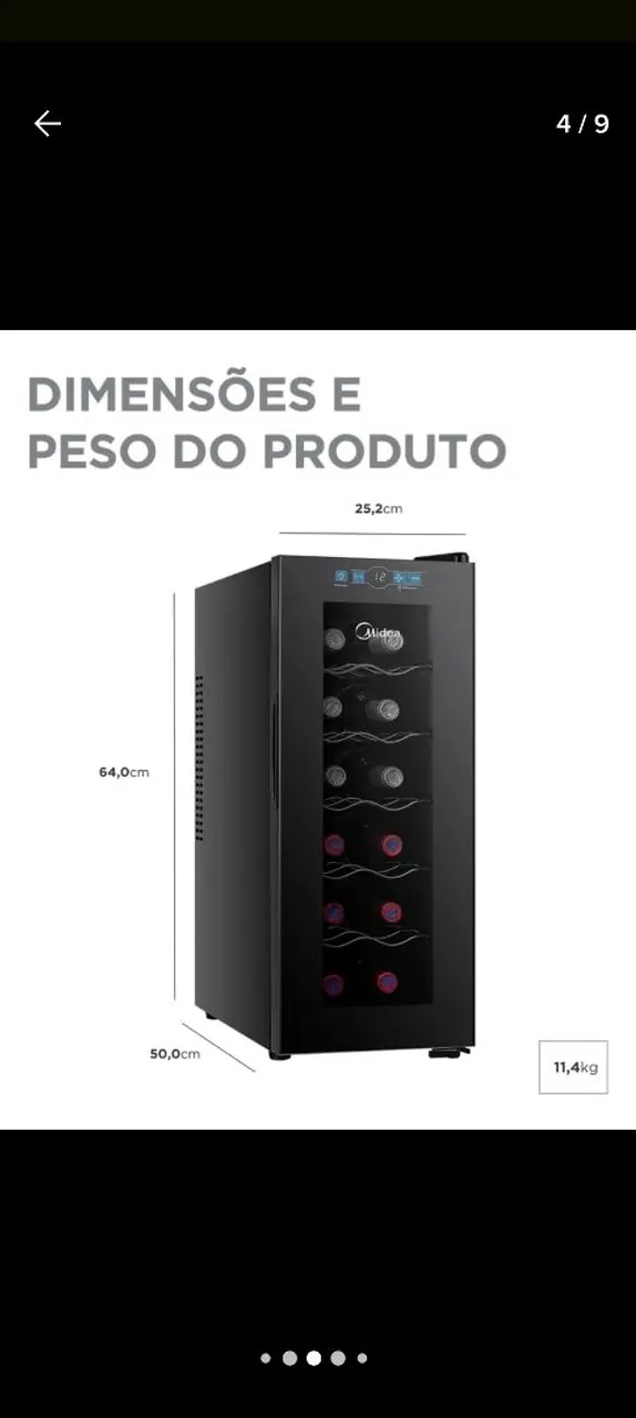 Adega de Vinhos Midea 12 Garrafas
