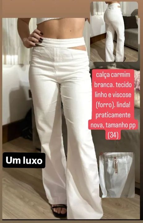 Calça Carmim branca 34 PP - Foto 5