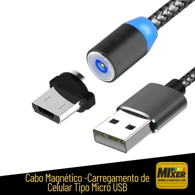 Cabo Magnético para Carregamento de Celular Tipo Micro USB (V8) - EL16  - Foto 2
