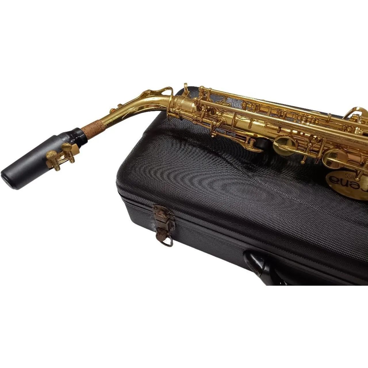 Saxofone Alto Arena laqueado Boquilha Estojo Micro Amassado na campana - Foto 3