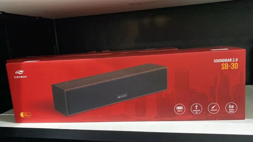 Soundbar C3Tech SB-30 2.0 - Caixa de Som Conexão P2 e Alimentação USB, 6W de Potência