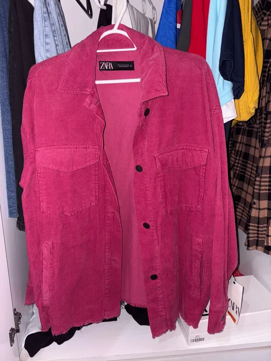Jaqueta Jeans Zara Cor de Rosa