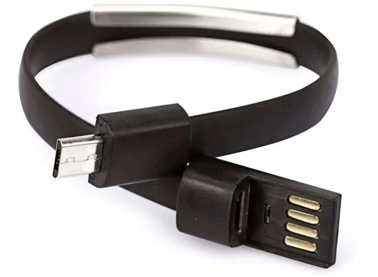 Pulseira Carregador via USB, Android e Windows Phone Preto - Foto 3
