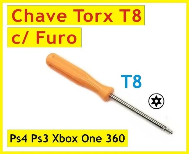 Chave Torx T8 com Furo (Guia) Ps3, Ps4, Ps5 e Xbox