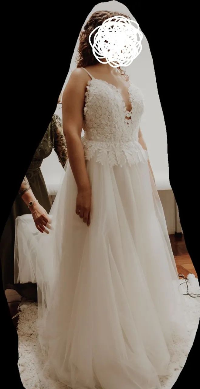 Vestido de noiva off white/champanhe feito à mão - Foto 2
