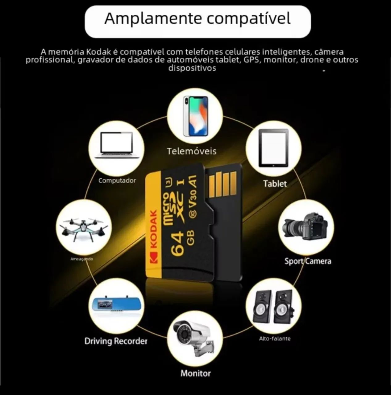 Cartão de Memória MicroSDXC Kodak 64GB UHS-1 U3 V30 A1 - Foto 6