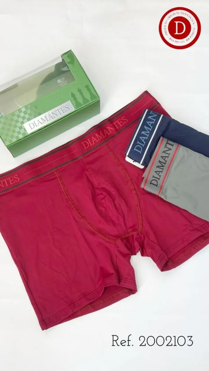 Cueca Box Masculina Diamantes Vermelha - Nova