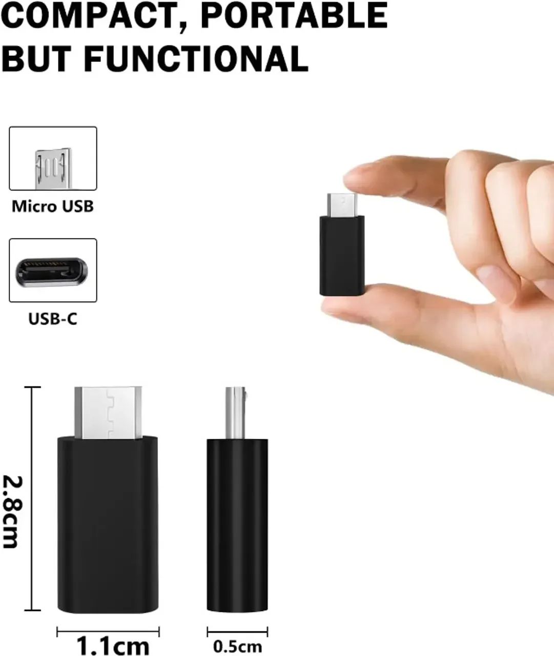 Adaptador Type C Fêmea Para Micro USB Macho - Foto 3
