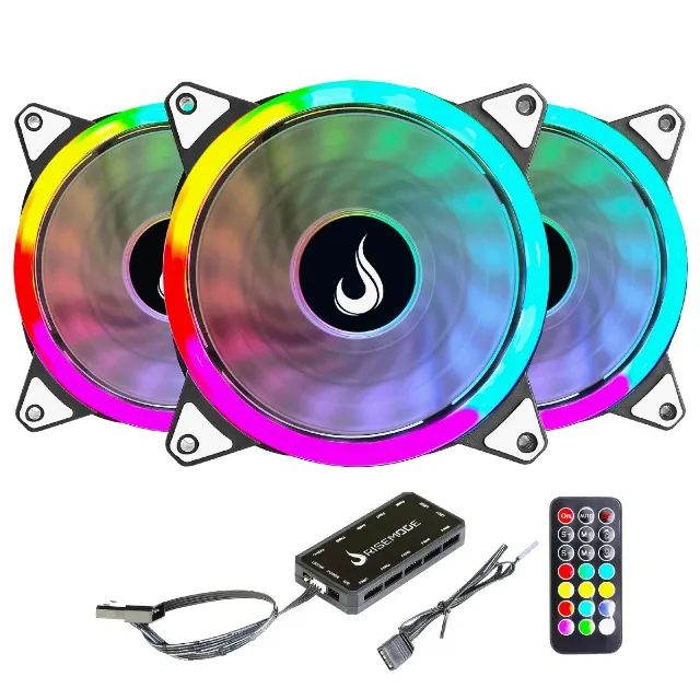 Kit 3 Cooler FAN Rise Mode Energy 120mm, Led RGB, Controle e Controladora, Na Caixa 
