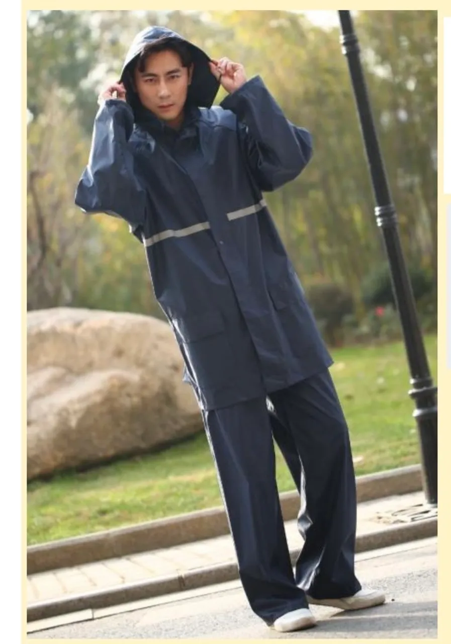 Conjunto de chuva masculino azul escuro