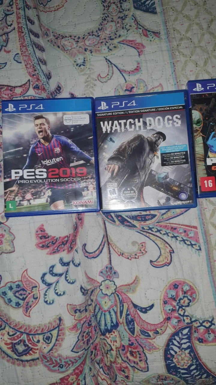 Jogos de PS4: PES 2019 e Watch Dogs, Fifa 2018, Pay day 2, Tower of Guns