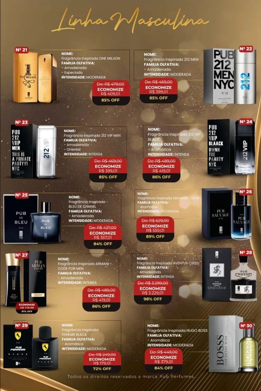 PUB Perfumes Masculinos Inspirados - Diversas Modelos 