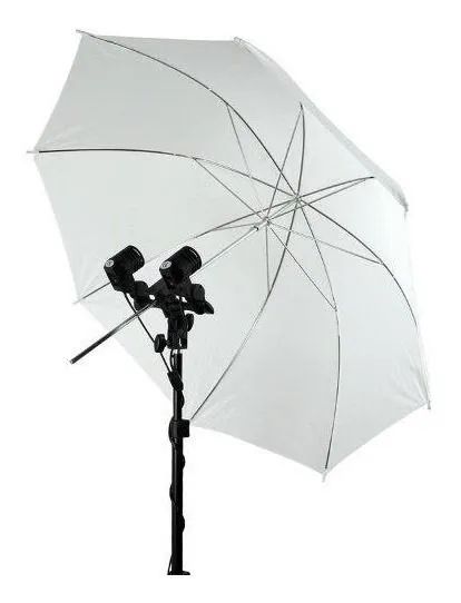 Kit Sombrinha Difusora Branca + Soquete Duplo E27 + Tripé<br> - Foto 2