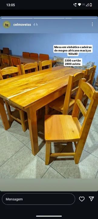 Mesa de Jantar de Madeira Maciça(mogno) com 6 cadeiras  - Foto 3