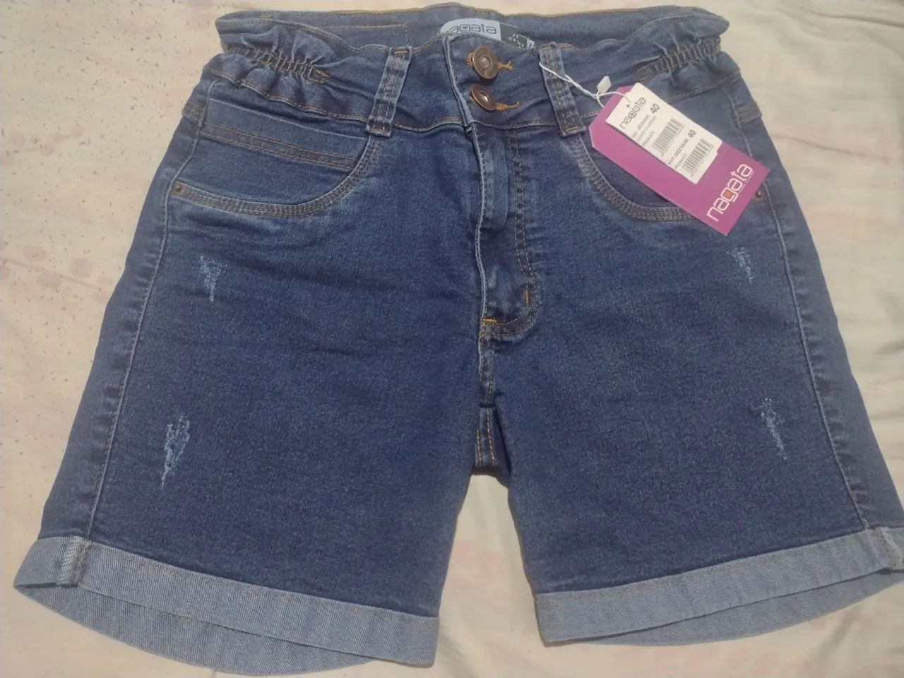 2 Short Jeans Azul com laycra adulto - Tamanho 40 e 42  - Foto 2