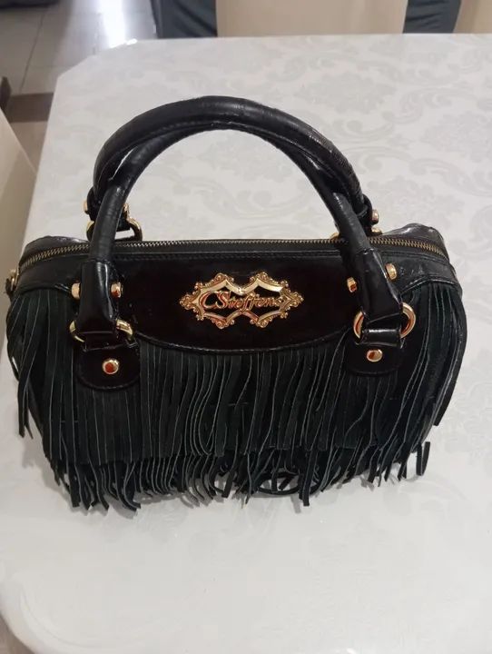 Bolsa Carmen Steffens Preta com Franjas