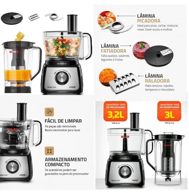 Multi Processador Mondial 5 em 1 com 1000w Potência LACRADO - Foto 2