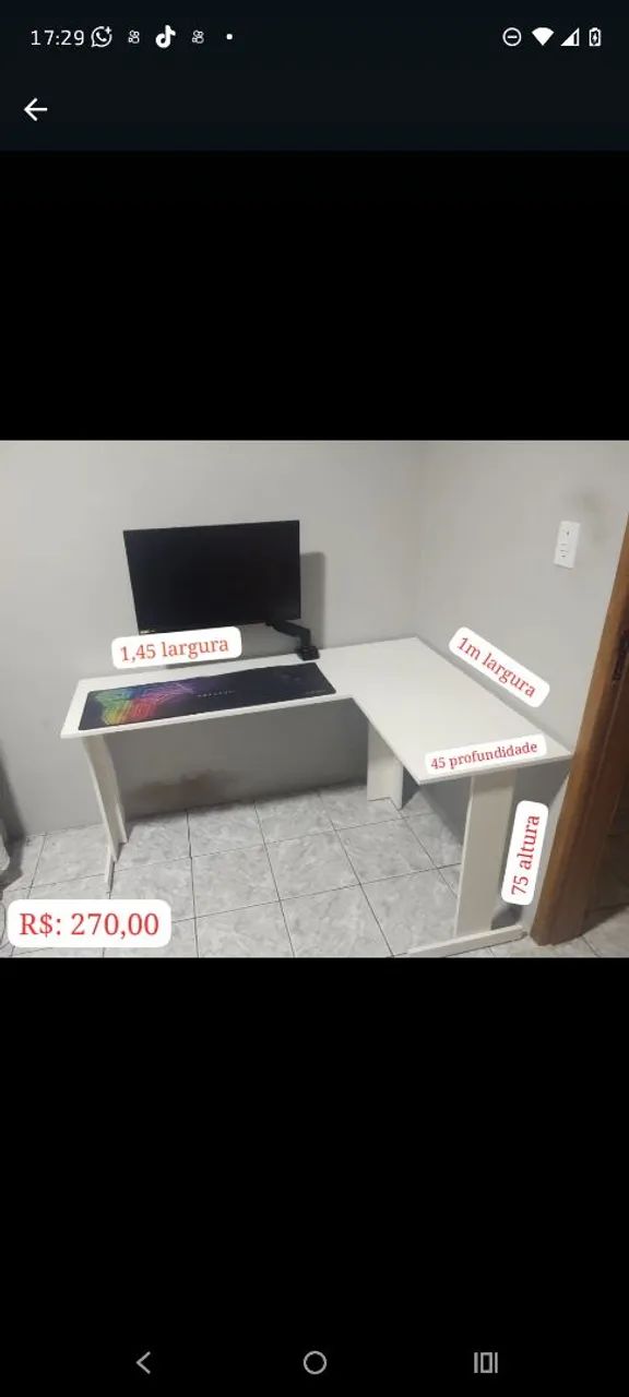 Gd soluções móveis planejados Mesa de Escritório em L branca - Foto 3