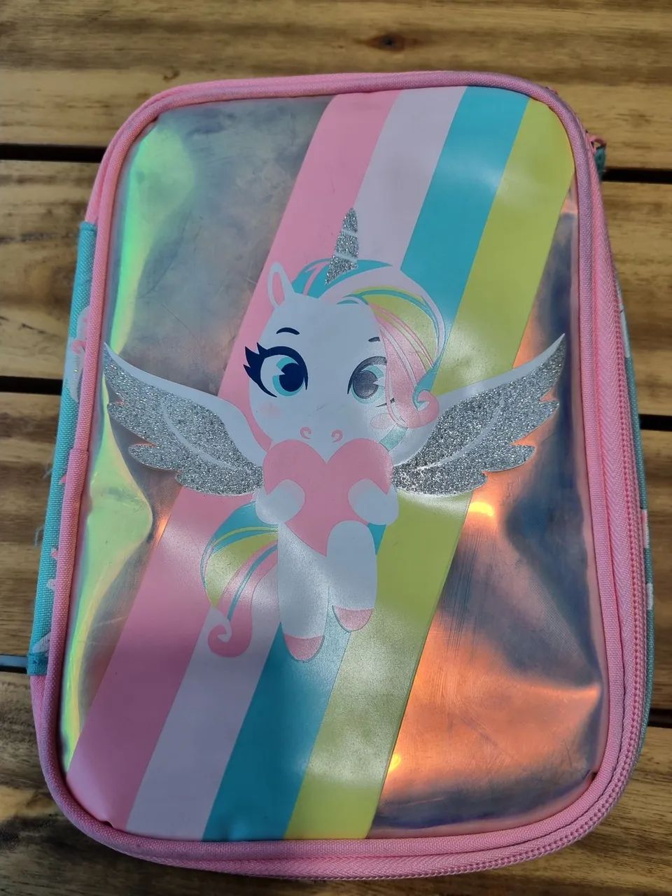 Estojo Escolar Unicórnio - Glitter Holográfico
