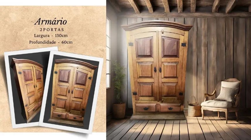 Armário rústico e antigo em madeira nobre! (100% restaurado)