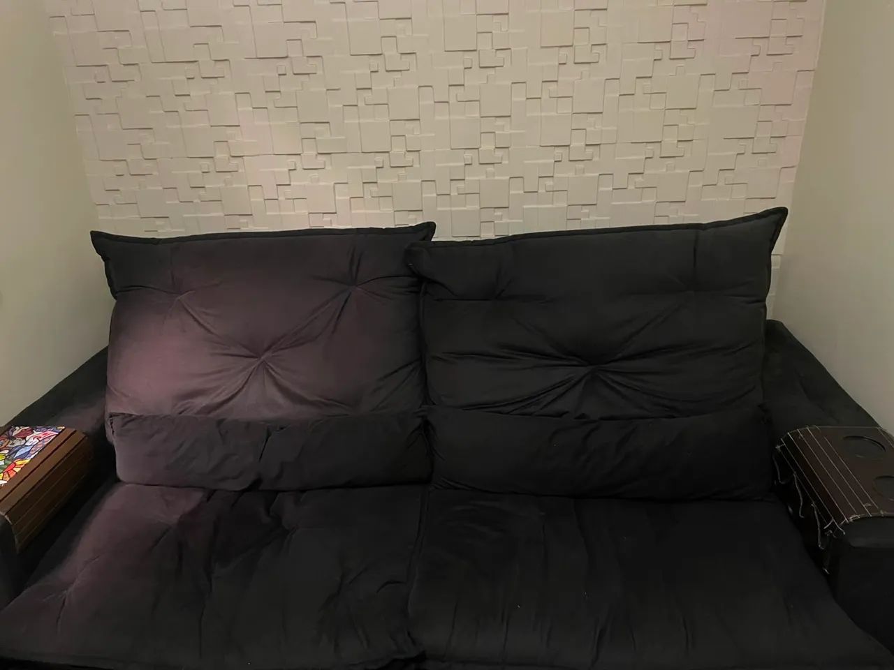 Sofá retrátil preto 2 metros 