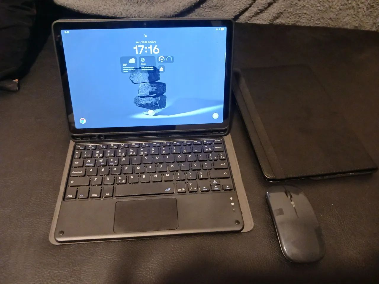 Samsung tab A9+ com 2 capas e mouse