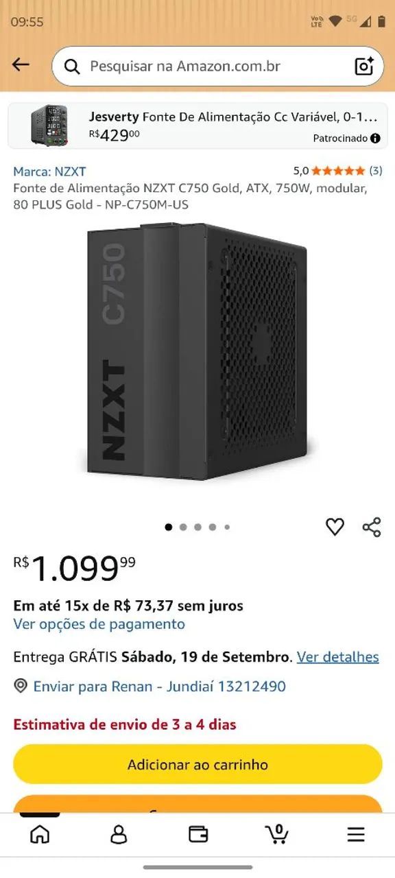Fonte NZXT C750 Gold - Foto 2