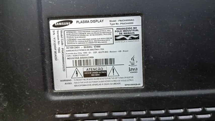 TV Samsung PN43H4000AG  com defeito na placa Y-SUS   