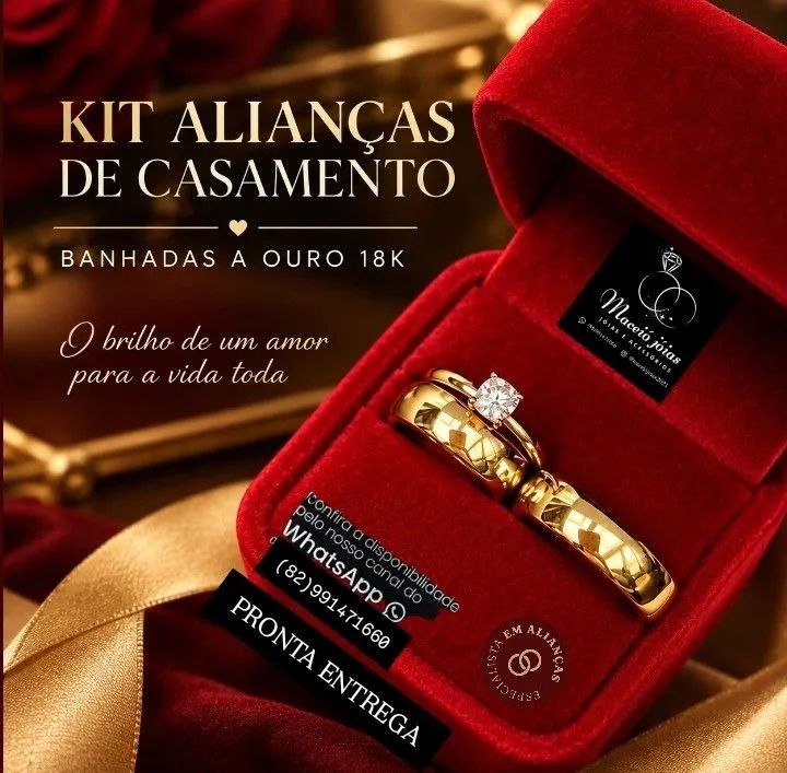 KIT DE ALIANÇAS BANHADAS A OURO 18K  - Foto 2