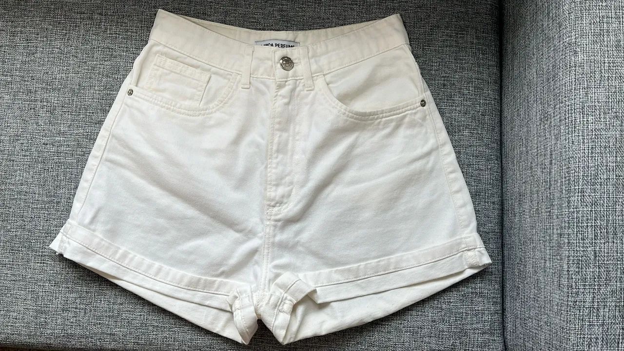 Short branco jeans Lança Perfume 34 
