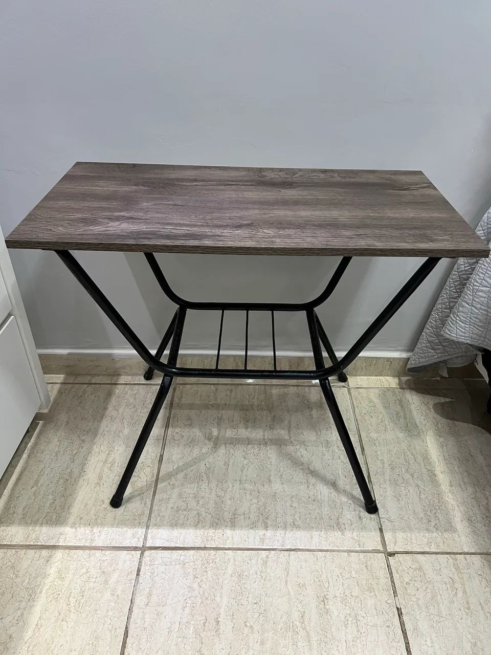 Mesa de Ferro com Madeira - Vintage