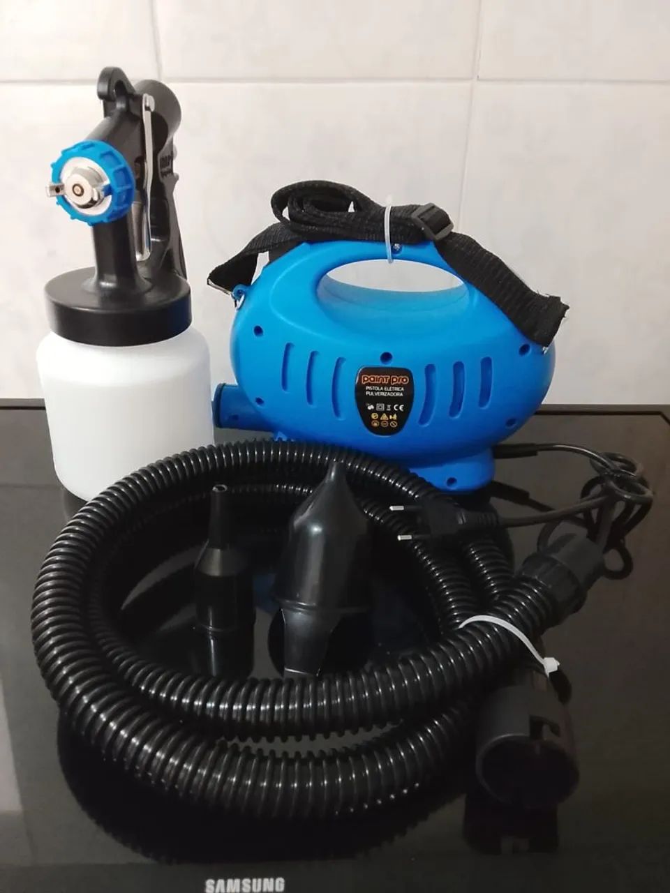 Pistola pulverizadora portátil com compressor<br>- Ideal para pinturas, reparos e decoração - Foto 2