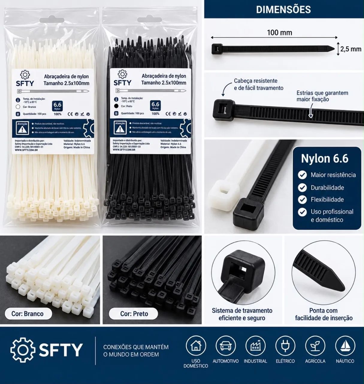 Abraçadeira Nylon vários tamanhos 