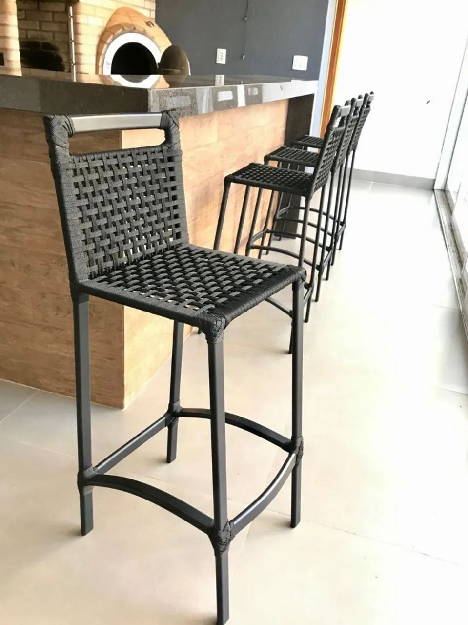 5 Banquetas Alumínio e Corda náutica Pintura eletrostática - Foto 2