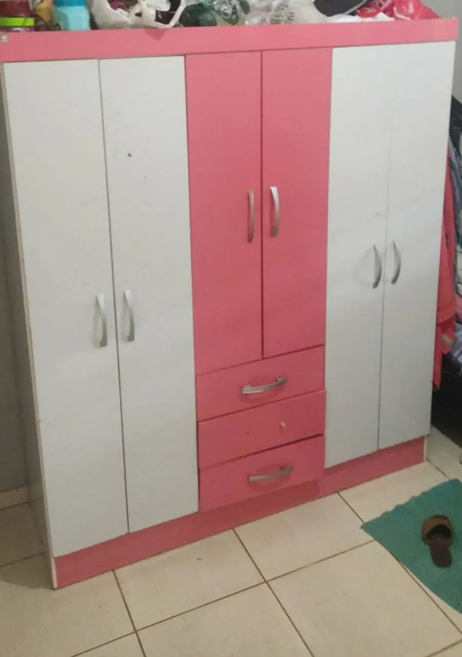 Guarda-roupa 6 portas 3 gavetas Rosa - Foto 2