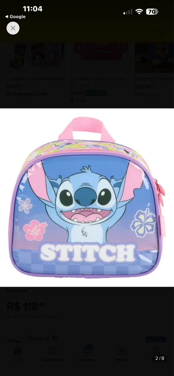Mochila do Stitch com lancheira  - Foto 4