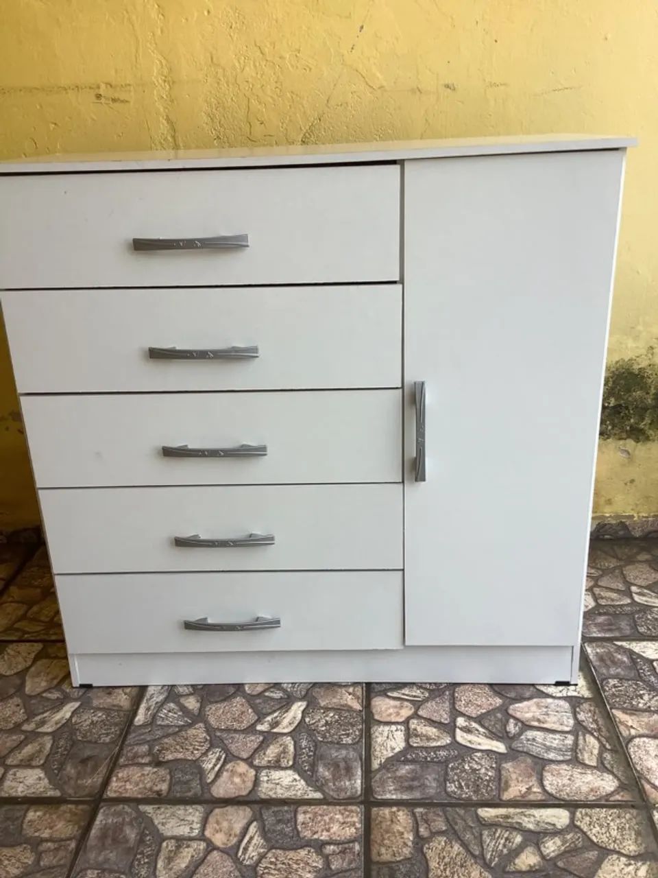 Cômoda 5 Gavetas 1 Porta Sapateira MDF Branco - Foto 5