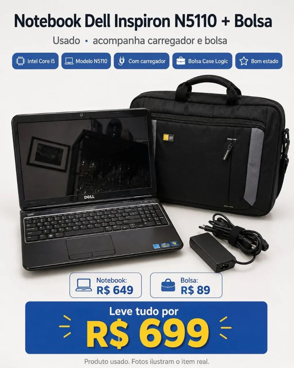 Notebook Dell Inspiron N5110 Core i5 + Bolsa Case Logic - Foto 4