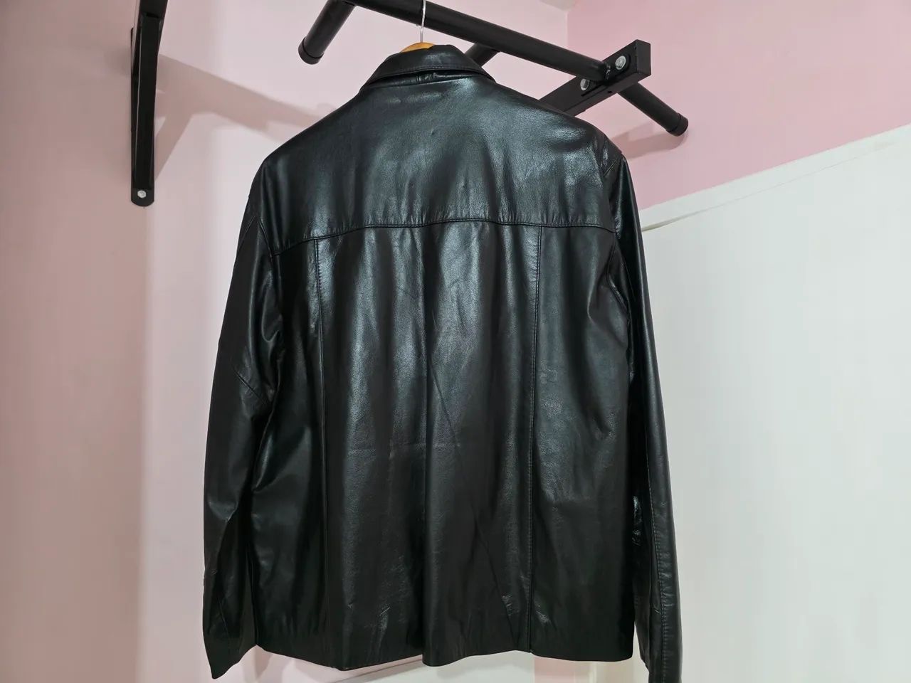 Casaco masculino em couro legítimo preto com forro  - Foto 2
