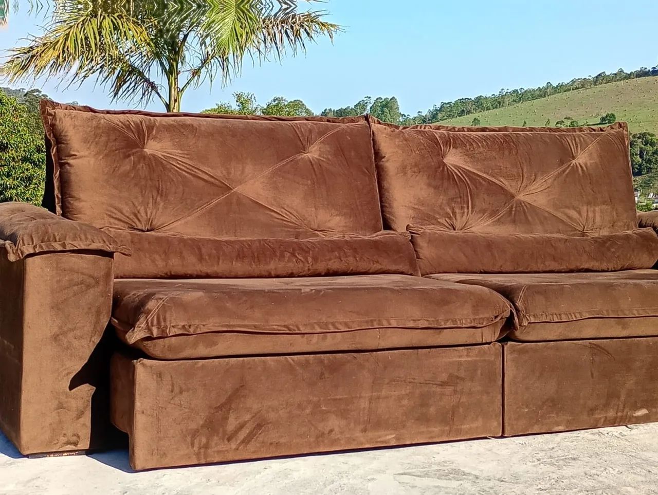 Lindo sofa retratil 2,90m marrom !!