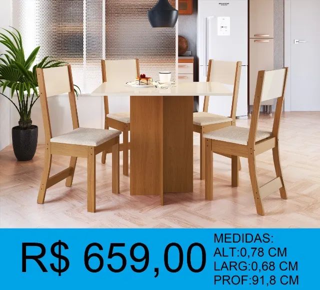 Mesa 4 cadeiras super moderna - Em até 10x sem juros