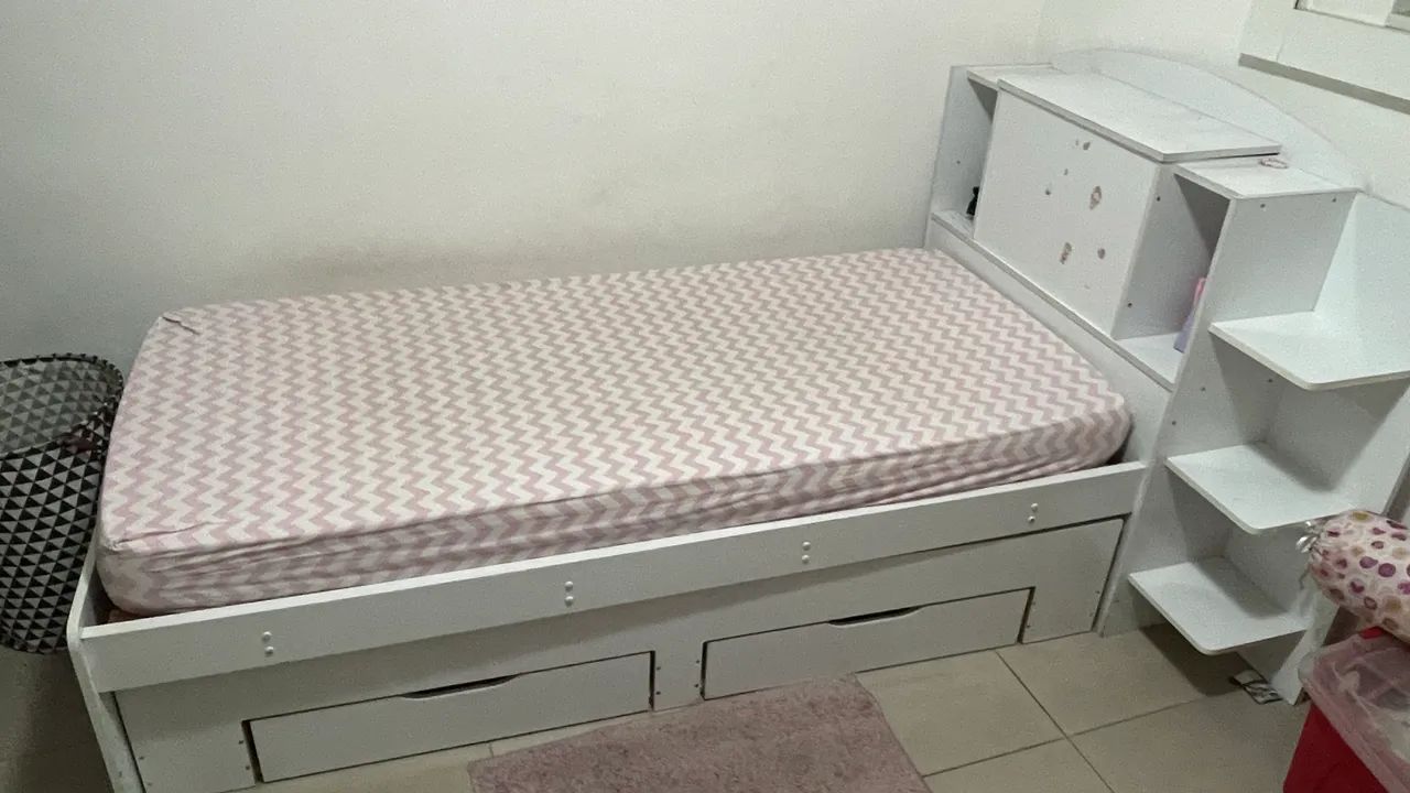 Cama Solteiro Cabeceira Baú Com Cama Auxiliar - Foto 5